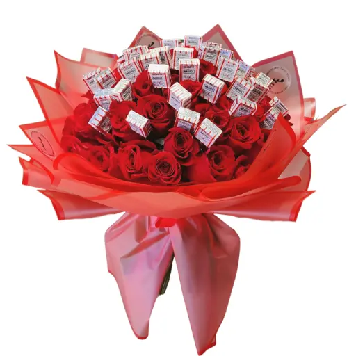 Ramo de 50 rosas rojas importadas y marroc